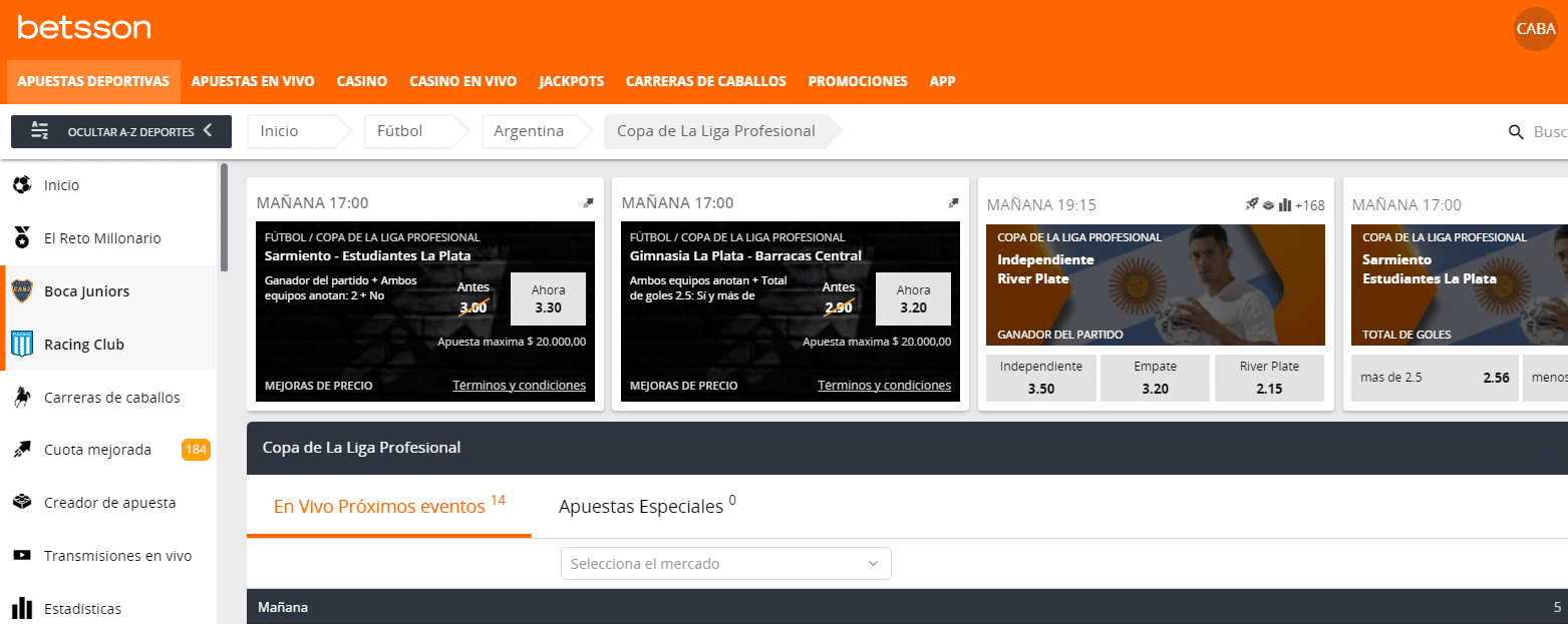 puestas en vivo betsson