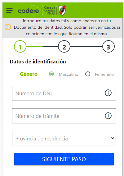 registrarse codere