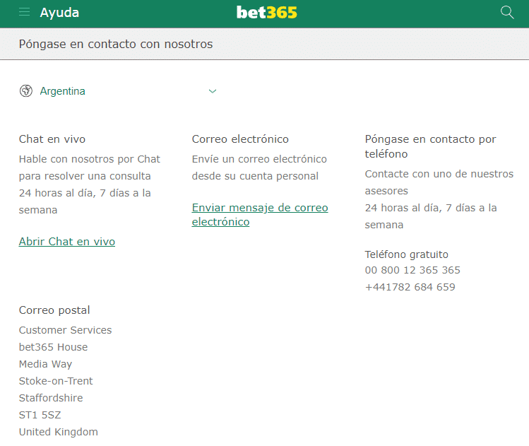 atención al cliente bet365